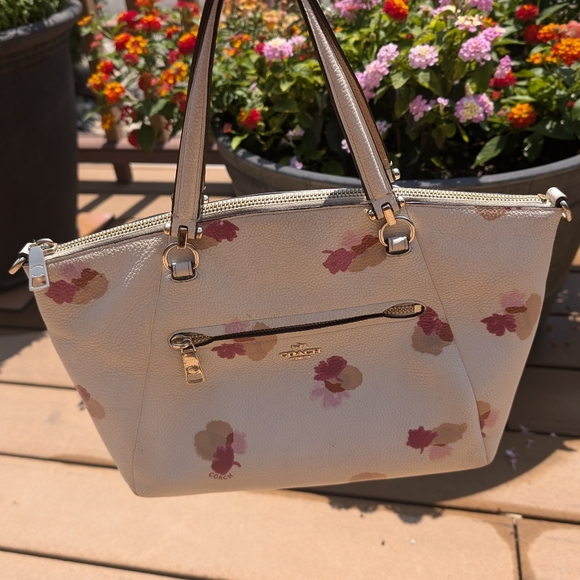 Coach Prarie Satchel Crossbody Bag Leather Floral Print Handbag - Picture 9 of 15